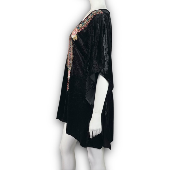 ANDREE BY UNIT Crushed Velvet Floral Embroidery Caftan Top Boho Stevie Nicks - Picture 7 of 12